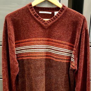 Vintage Ombre-shades of brown V neck sweater (XL)